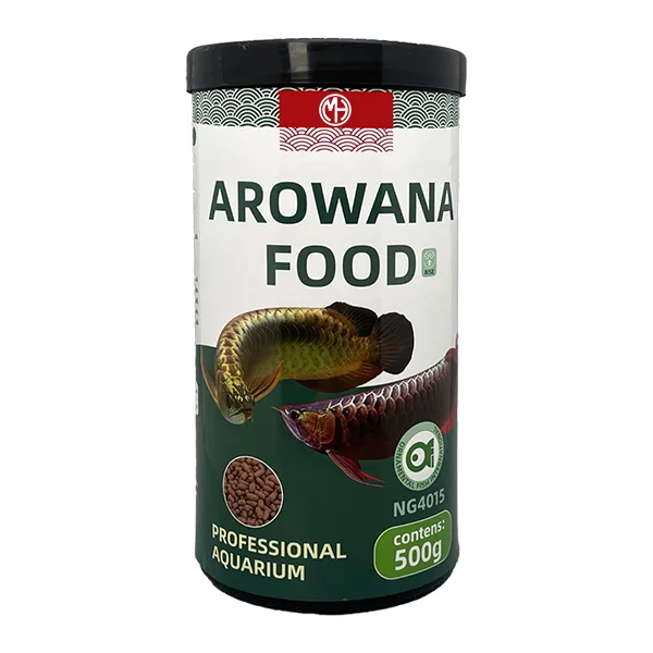 غذای ماهی آروانا MASH مدل AROWANA FOOD، غذایی کامل و متعادل حاوی پروتئین بالا، ویتامین‌ها و مواد معدنی ضروری برای رشد بهینه، تقویت رنگ و حفظ سلامتی ماهیان آروانا.